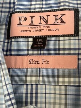 Thomas Pink Blue Check Slim Fit Dress Shirt